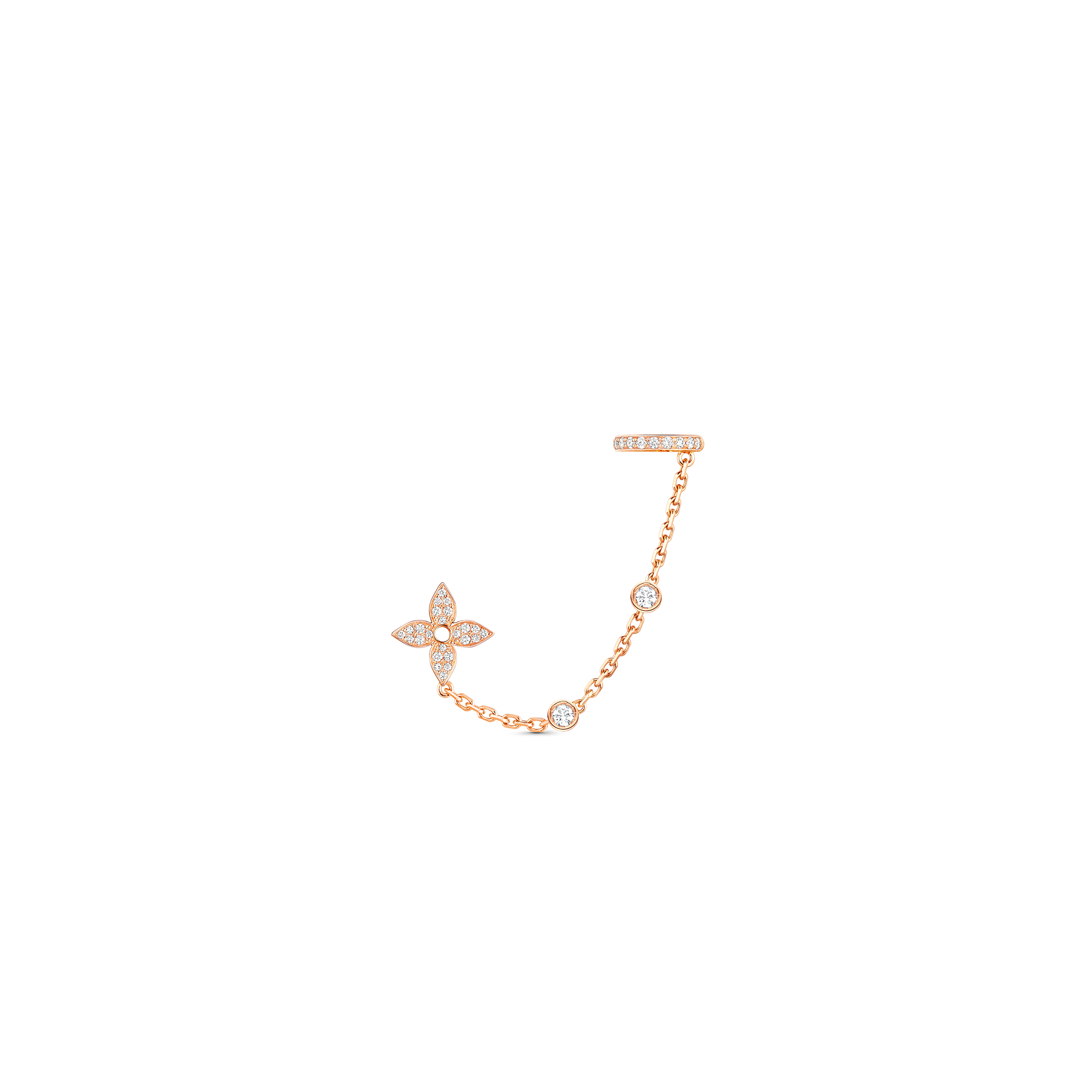l**is V*t*n idylle blossom mono chain earrings, pink gold and diamonds - per unit q96836